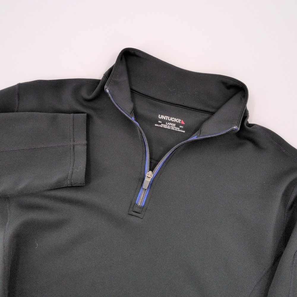 UNTUCKit Mazzano Performance 1/4 Zip Pullover Mens Size Large Black Zip Pocket